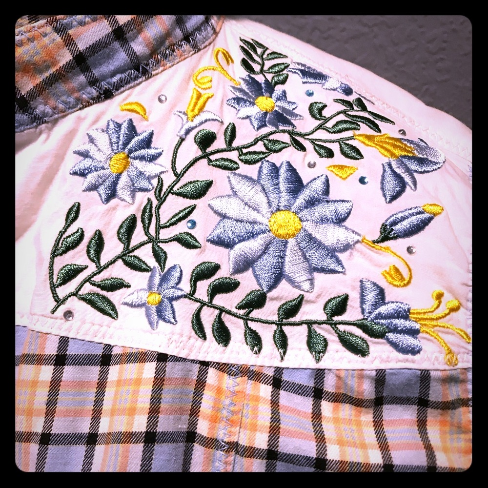 embroidered western style flannel